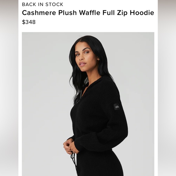 Alo Cashmere Plush Waffle Full Zip Hoodie - Picture 2 of 10